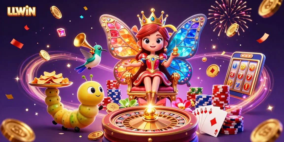 Experience exhilarating gaming adventures with LLWIN in this vibrant casino illustration.