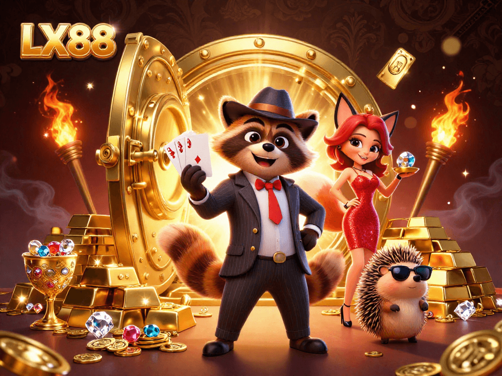Experience LX88's exhilarating casino scene featuring charming characters with dynamic gambling elements.