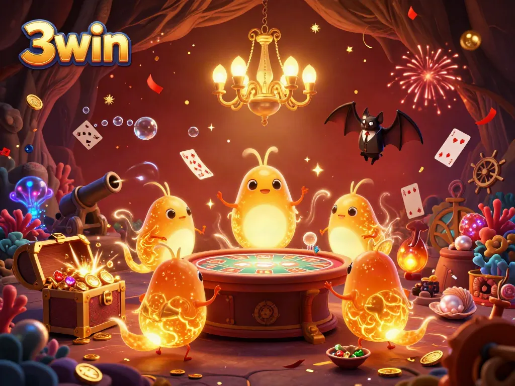 Experience the 3win cave casino animated by glowworms and a bat dealer, surrounded by sparkling treasures.