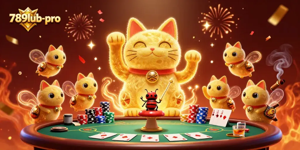 Engage with the lucky cat of 789lub-pro while enjoying a vibrant poker game experience.
