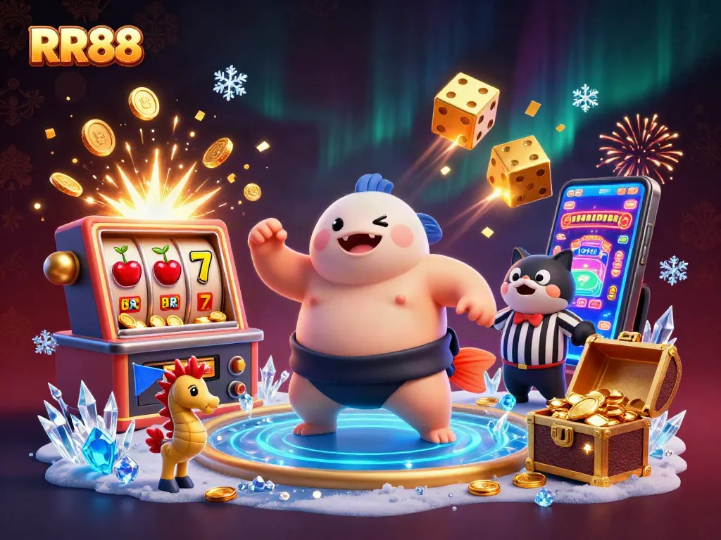 Experience thrilling gameplay at RR88, featuring colorful slot elements and energetic characters.