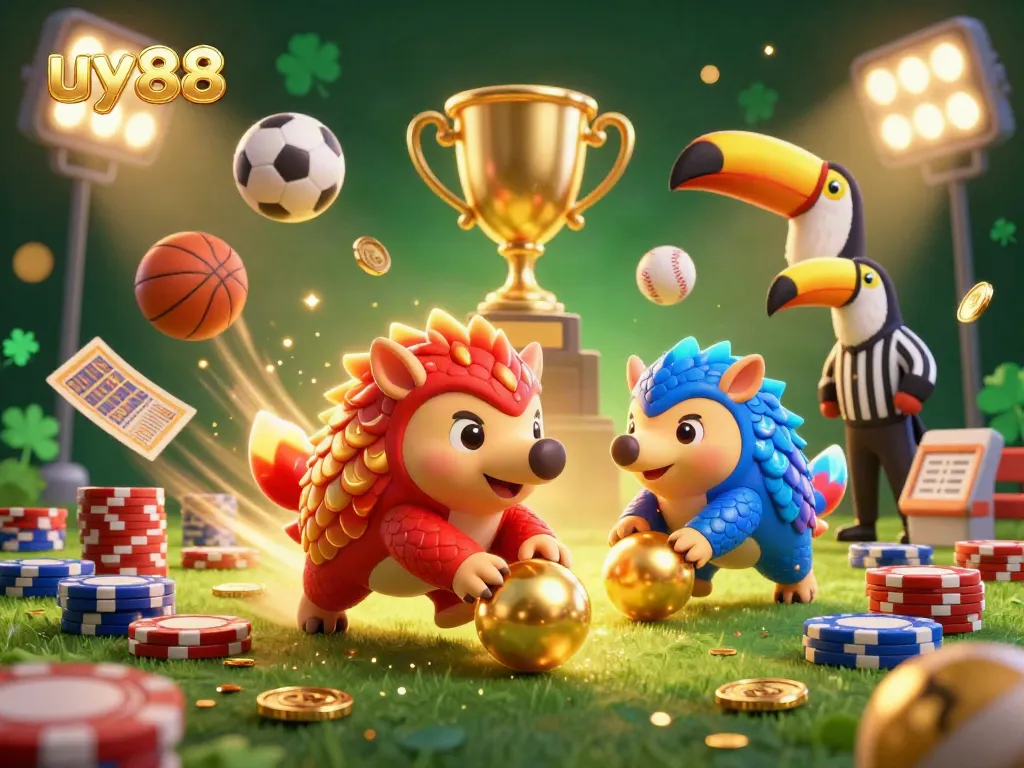 Engage in thrilling competitions at uy88 with rival pangolins bowling through poker chips under dynamic stadium lights.