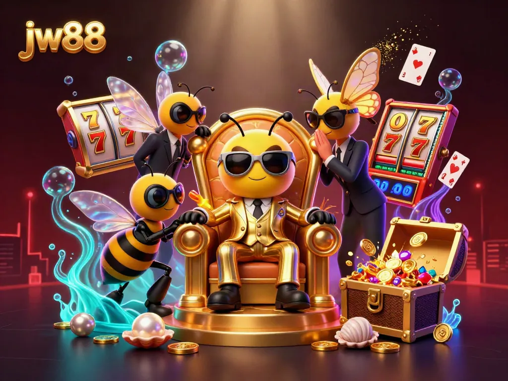 Engage in thrilling gameplay at jw88, featuring vibrant casino elements with animated characters.