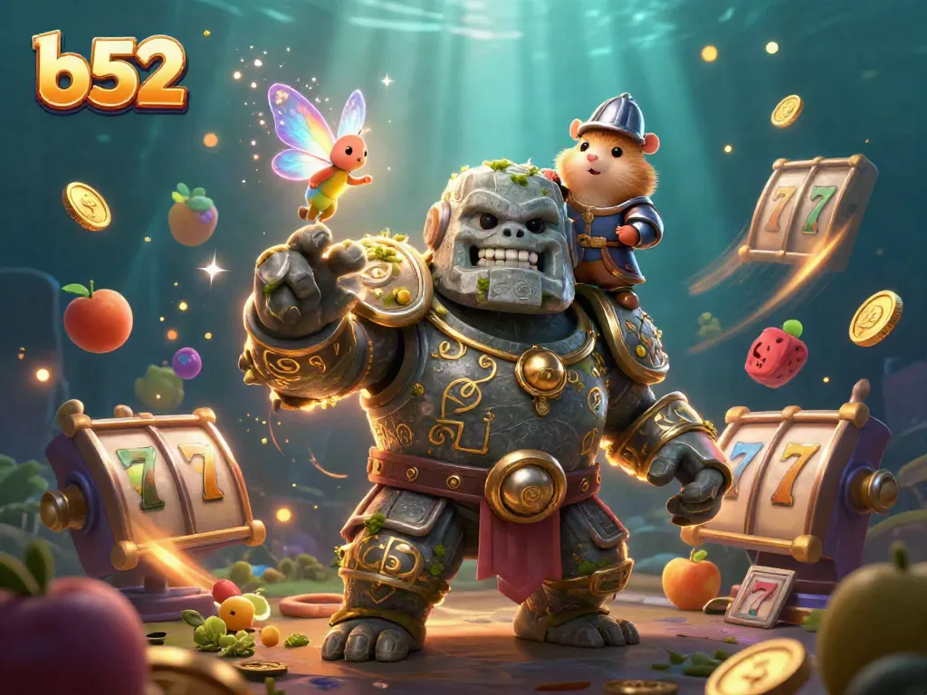 Engage with the vibrant world of b52 and slot games featuring a golden golem, fairy magic, and thrilling jackpots.