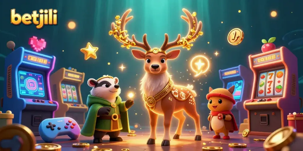 Experience betjili's magical casino world with a druid stag, badger, and immersive game elements.