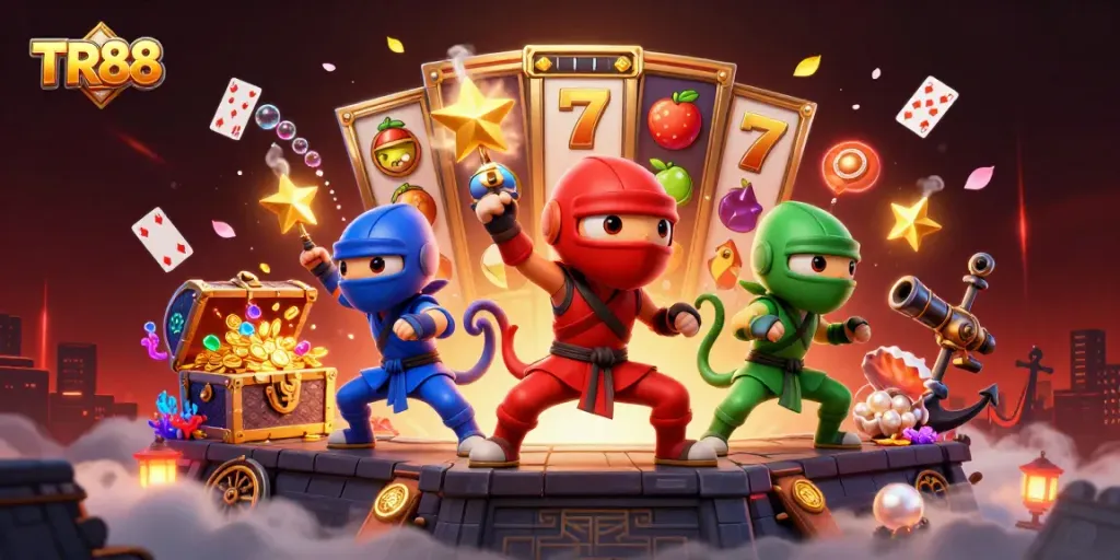 Engage with TR88 as chameleons perform winning slot martial arts on a rooftop.