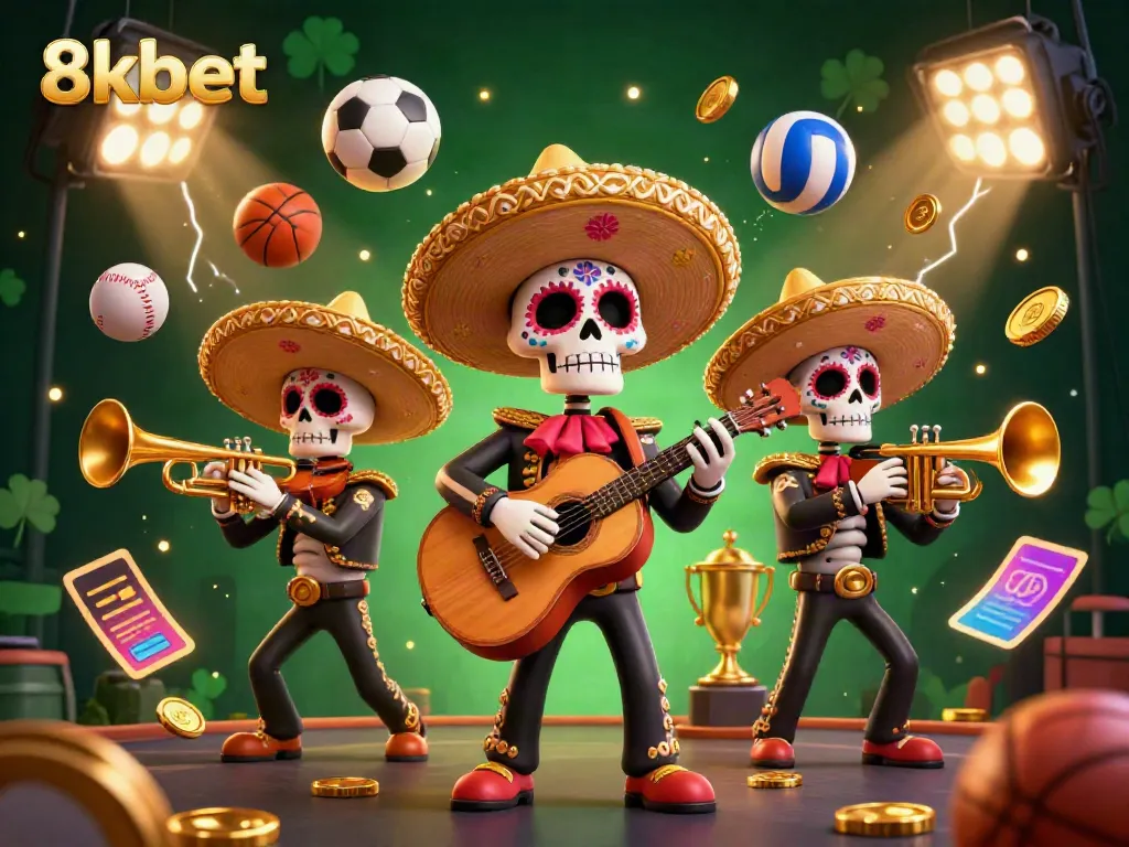 Experience thrilling sports betting action with 8xbet's lively casino illustration featuring vibrant characters and game elements.