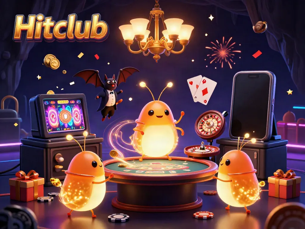 Experience vibrant, colorful gameplay with Hitclub's lively casino atmosphere illuminated by whimsical glowworms.