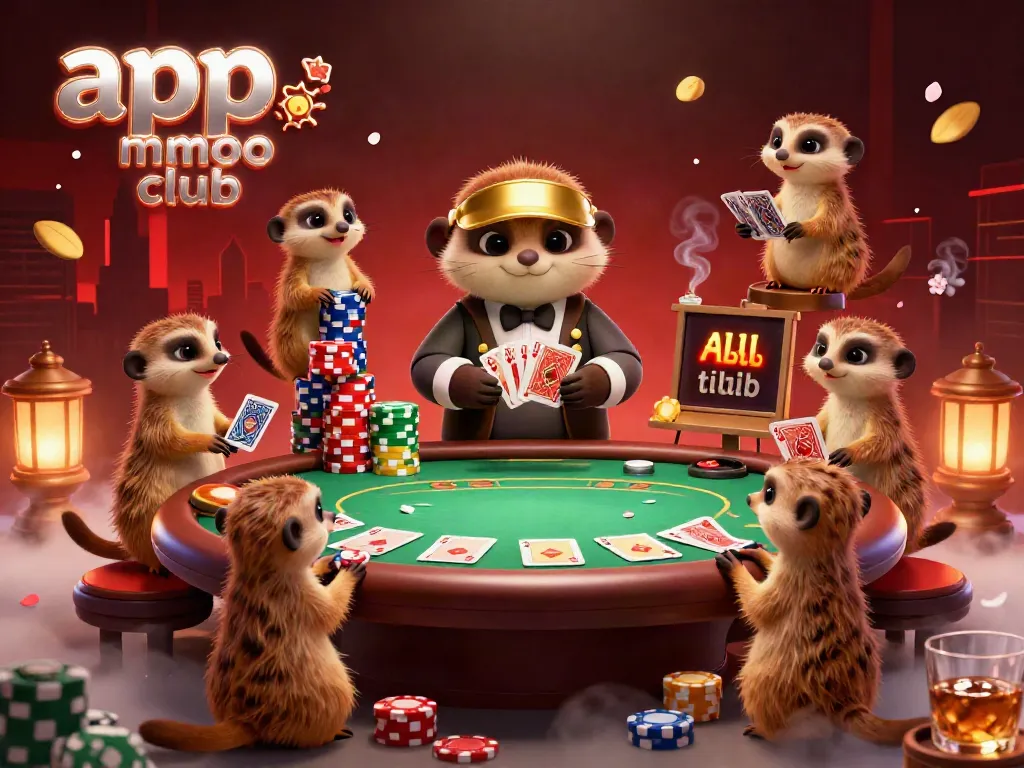 Experience the excitement of casino gaming with the interactive app mmoo club showcasing meerkats in a vibrant setting.