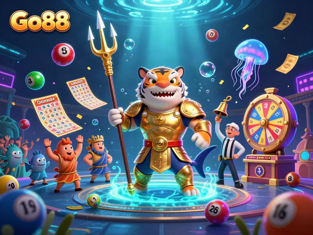 Engage in thrilling Go88 casino games with dynamic lottery balls and a vibrant underwater scene