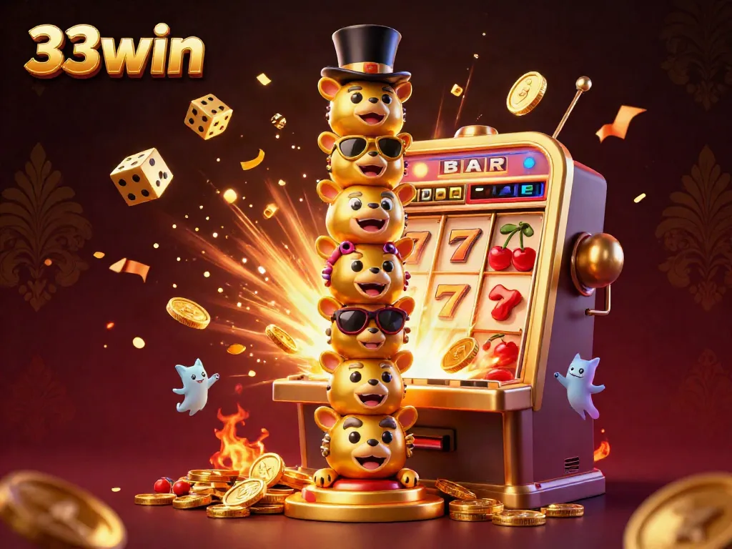 Engage with thrilling gameplay at 33win featuring vibrant 3D elements and exciting casino symbols.