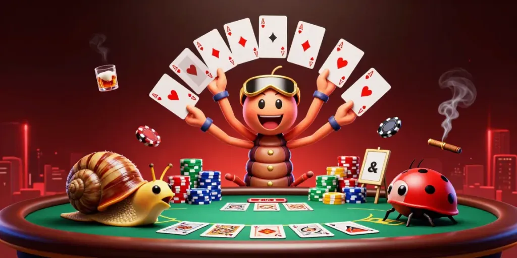 Experience the thrill of LUCK8 with a watercolor-style illustration of a thrilling poker scene.