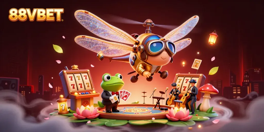 Experience thrilling gameplay at 88VBET with an enchanting casino scene featuring vibrant characters and game elements.
