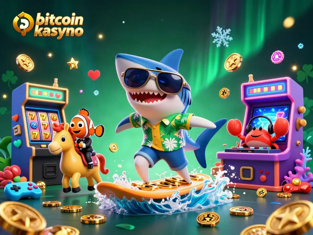 Engage with bitcoin kasyno as vibrant characters celebrate wins amid floating coins and dynamic game elements.