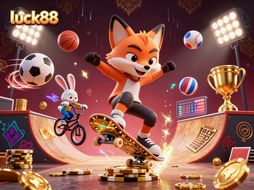 Experience thrilling action with luck88 in an energetic casino scene featuring vibrant characters and dynamic elements.