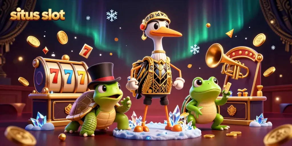 Experience exhilarating situs slot action with vibrant characters and dynamic casino elements.
