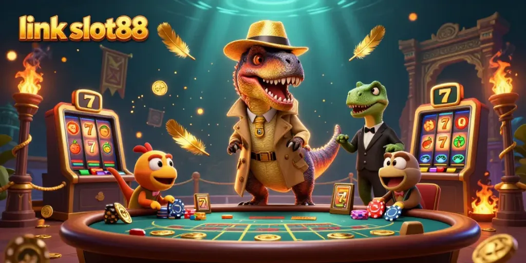 Menggali keberuntungan di link slot88 dengan karakter 3D unik yang bermain di meja blackjack.
