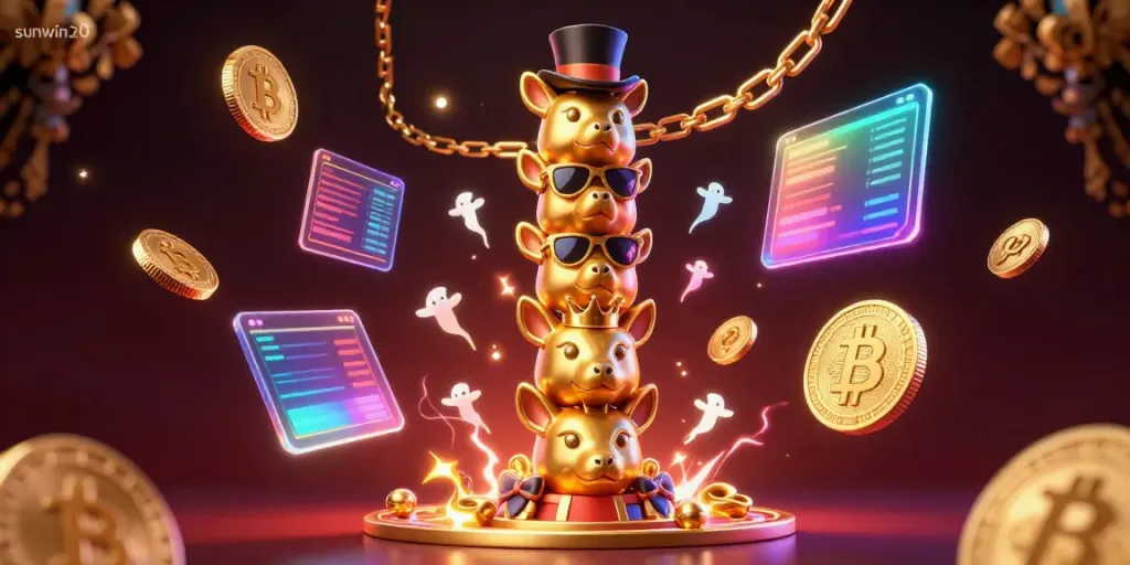 Engage with sunwin20 through an immersive 3D casino illustration filled with vibrant gaming elements.