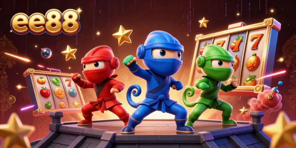 Experience thrilling gameplay with the ee88 ninja chameleon team amidst vibrant slot elements.