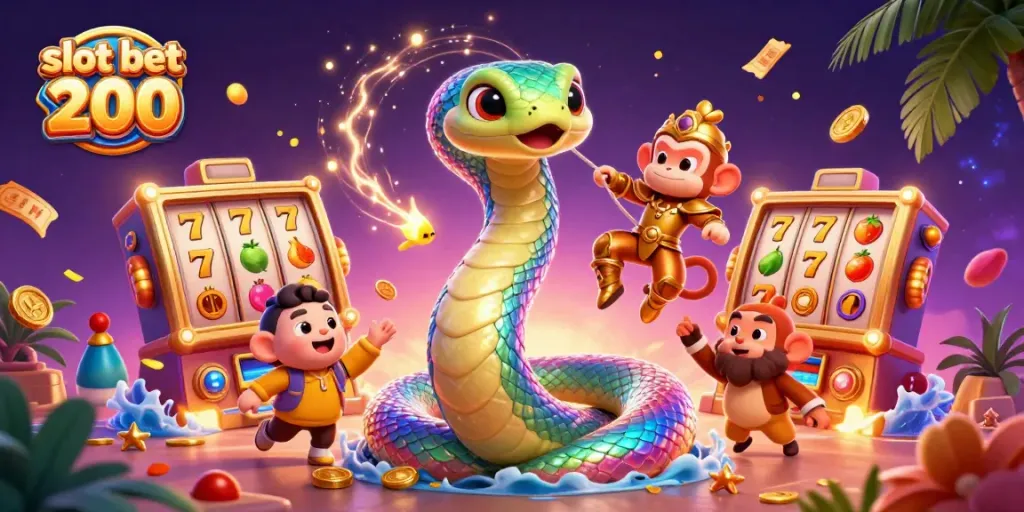 Slot bet 200 menunjukkan mesin slot dengan keberuntungan penuh warna, memberikan pengalaman yang mengasyikkan di kasino.