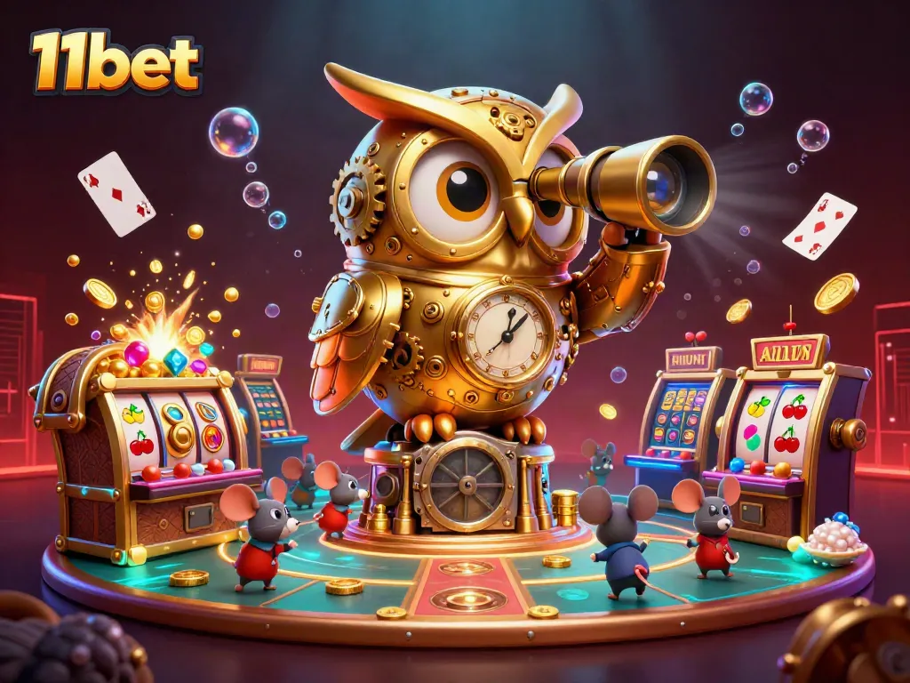 Experience the excitement of 11bet with vibrant slots and animated casino elements