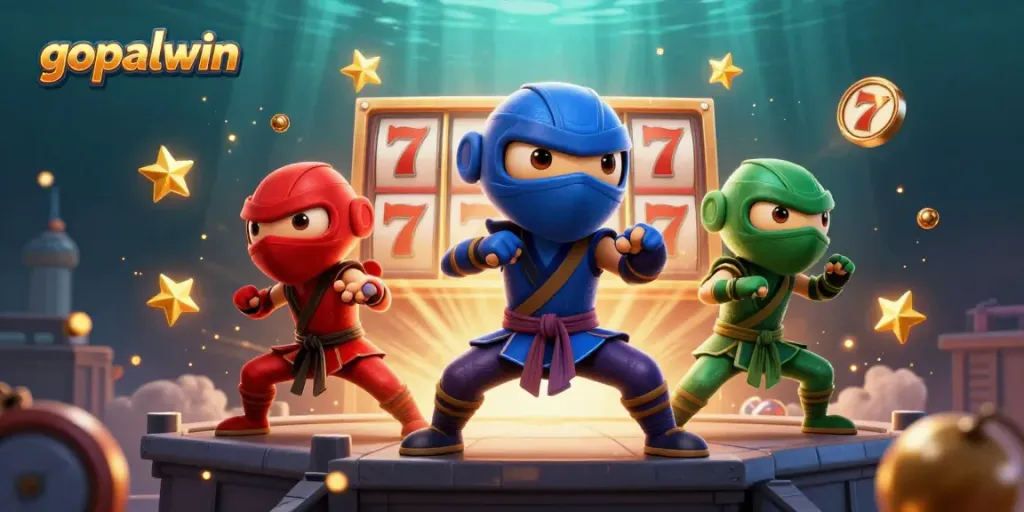 Experience gopalwin with exciting slot reels and a vibrant ninja chameleon team in action.