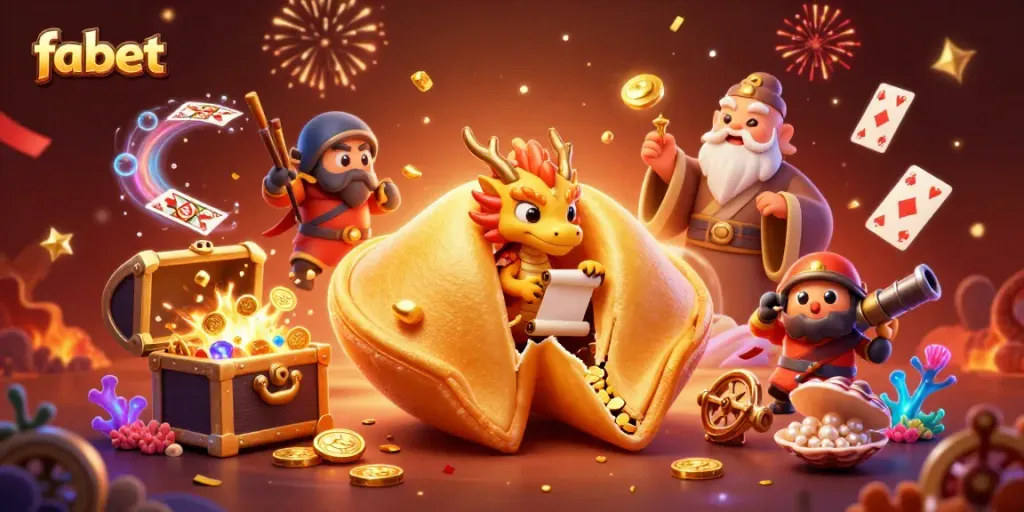 Experience the excitement of fabet with a vibrant casino-themed 3D illustration featuring dynamic characters and elements.