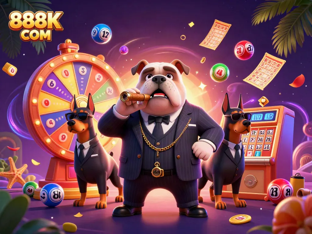 Engage with exciting gameplay at 888K COM with colorful lottery elements and dynamic casino characters.