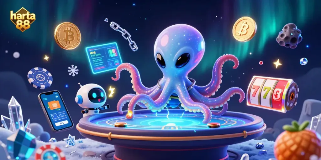 Play big with harta 88 at this thrilling alien poker scene featuring exciting cosmic elements.