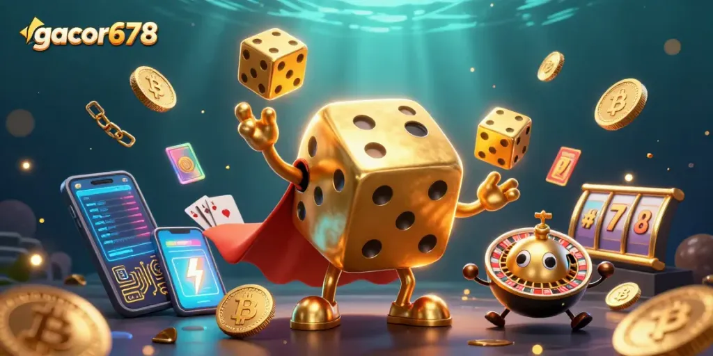 Experience thrilling moments with gacor678's colorful casino scene and dynamic game elements.