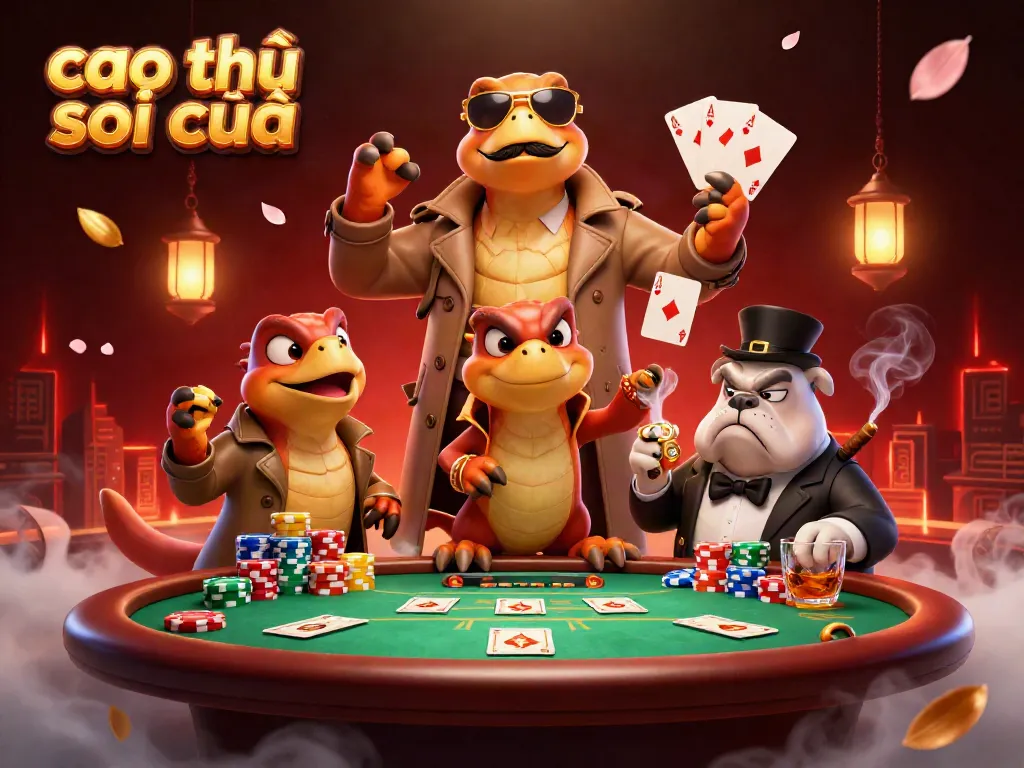 Engaging scene of cao thủ soi cầu with raptors entering a VIP casino, surrounded by poker elements.