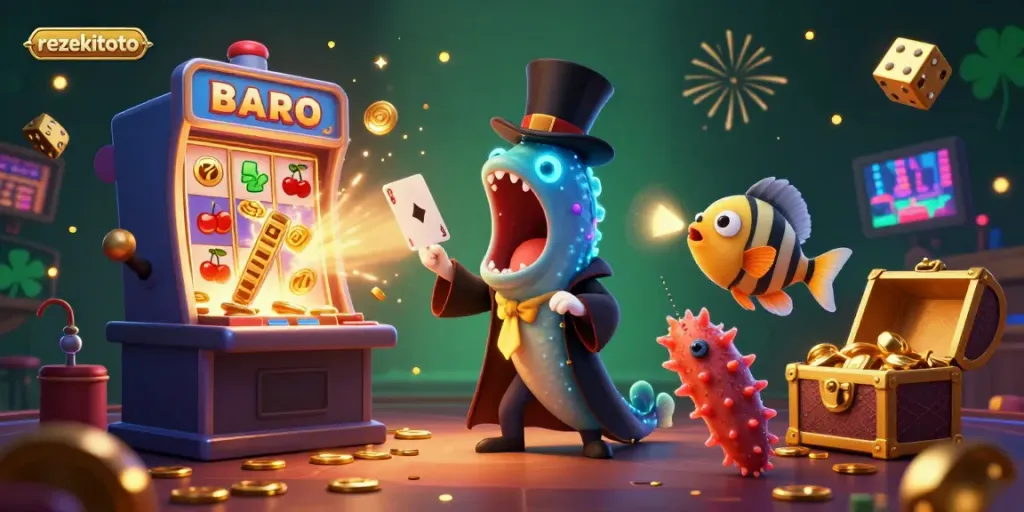 Experience thrilling casino gameplay with rezekitoto in a dynamic ocean-themed magic act featuring a glowing gulper eel.