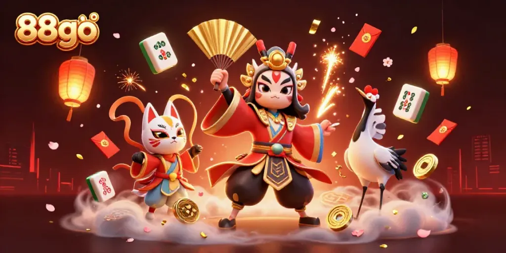 Engage with exciting gameplay featuring 88go's interactive and dynamic characters amidst rich casino elements.