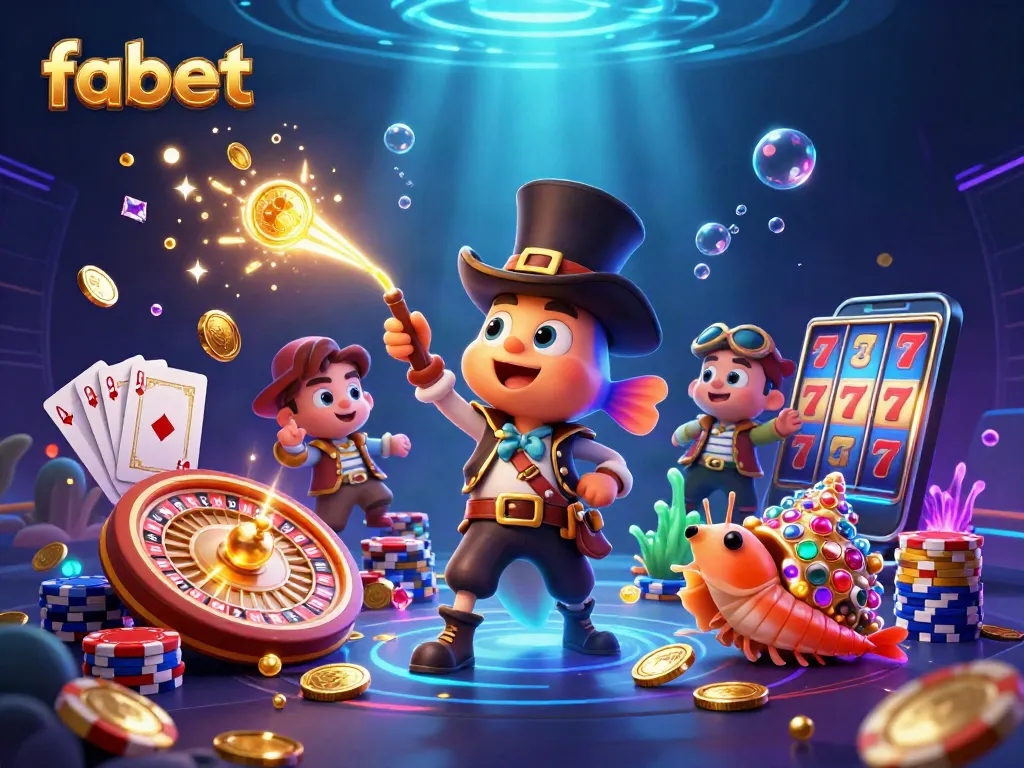 Experience thrilling wins at fabet with glowing treasures and vibrant casino elements.