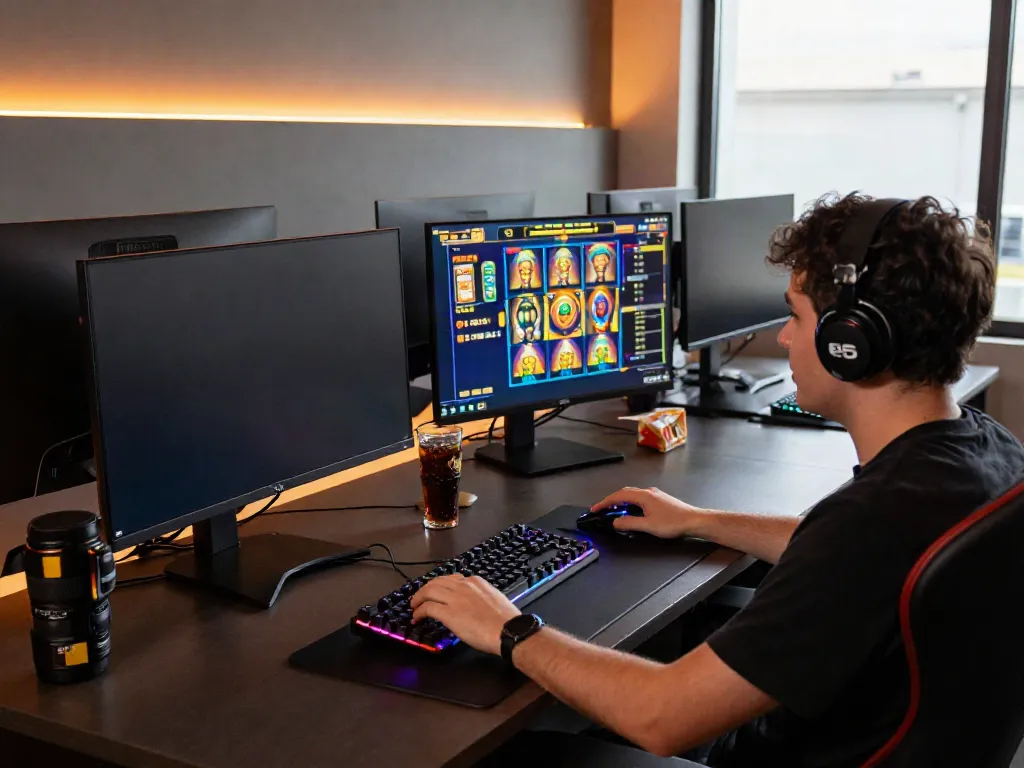 Exciting gaming scene showcasing a player enjoying situs slot777 online slots with vibrant visuals and engaging atmosphere.