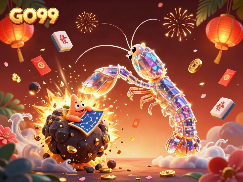 Engage with GO99's thrilling gaming universe filled with gems, coins, and vibrant elements.