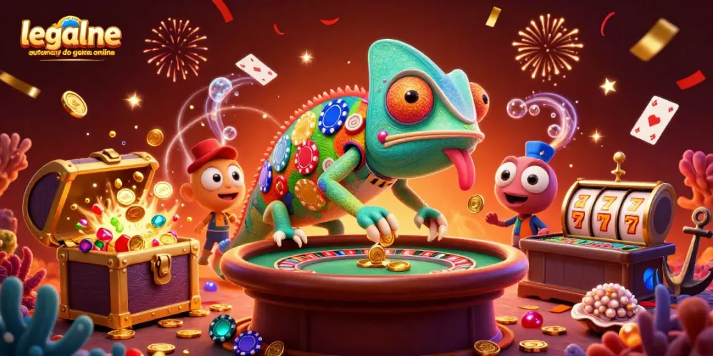 Experience the exciting world of legalne automaty do gier online in a vibrant 3D casino scene.