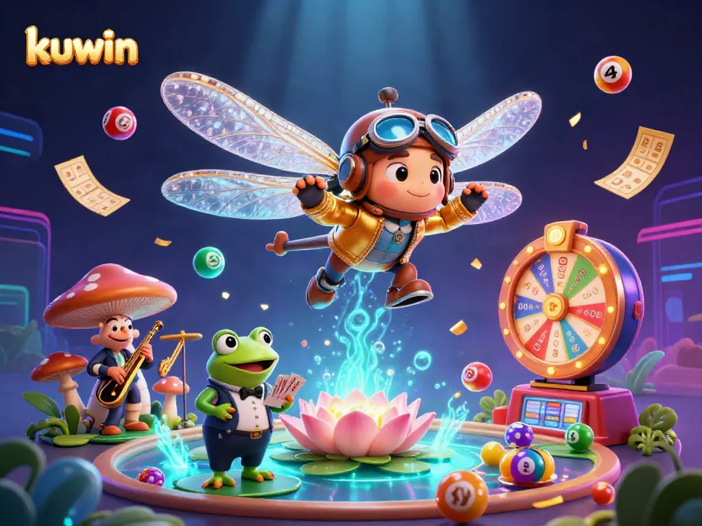 Experience thrilling kuwin online gaming with a vibrant frog croupier and dynamic casino elements.