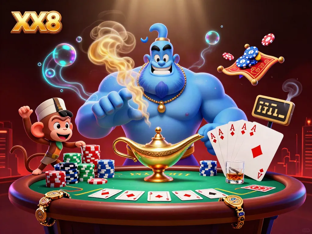 Engage in thrilling poker adventures with XX8 as characters dive into a vibrant casino scene.