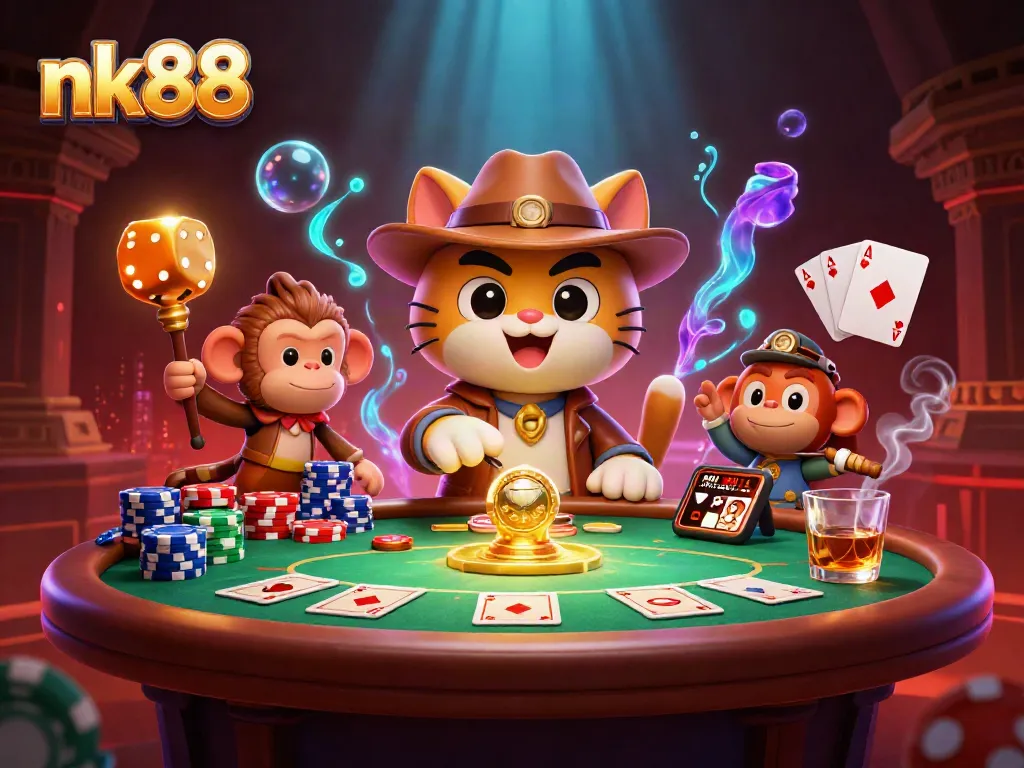 Engage in thrilling gaming at nk 88 with unique casino artifacts and vibrant poker scenes.