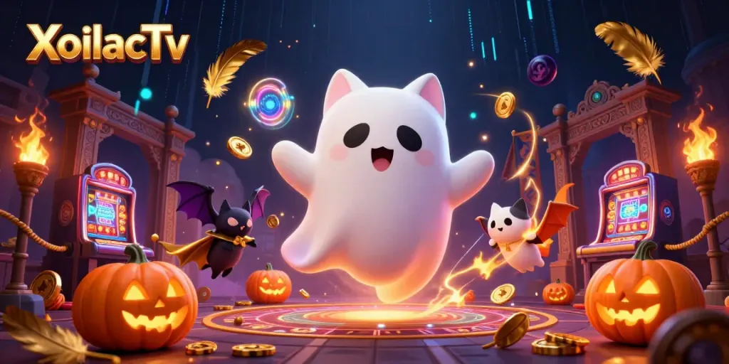 XoilacTv delivers exciting animated casino action with a ghost cat and a vampire bat in a haunted mansion.