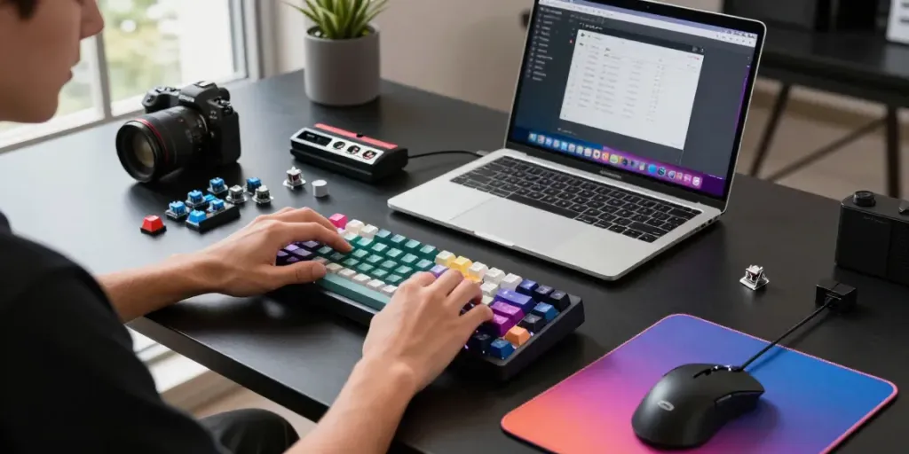 Creating a custom Wooting 60HE v2 keyboard with vibrant keycaps and switches
