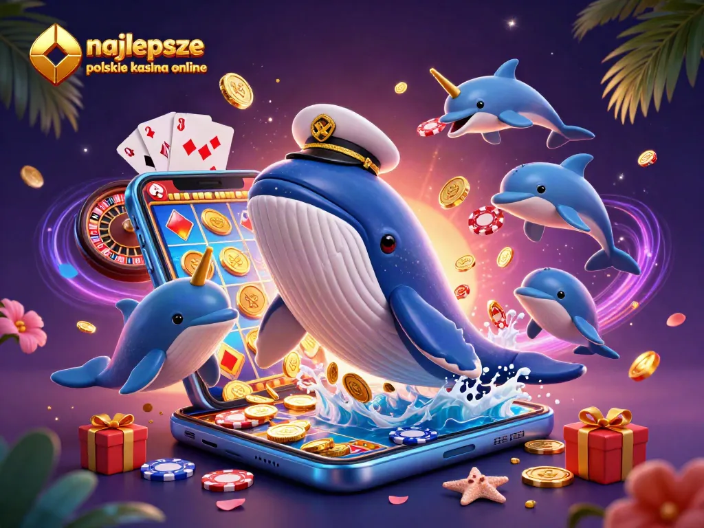 Experience the excitement of najlepsze polskie kasyna online with playful dolphins, whales, and vibrant casino elements.